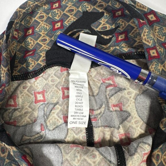 LuLaRoe Black Indian Tribal Bear Tan Brown Caveman Drawings Leggings One Size OS - Picture 4 of 6